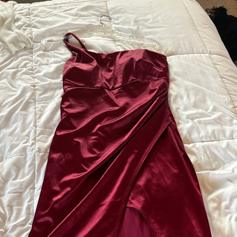 Elegant Burgundy Satin Dress